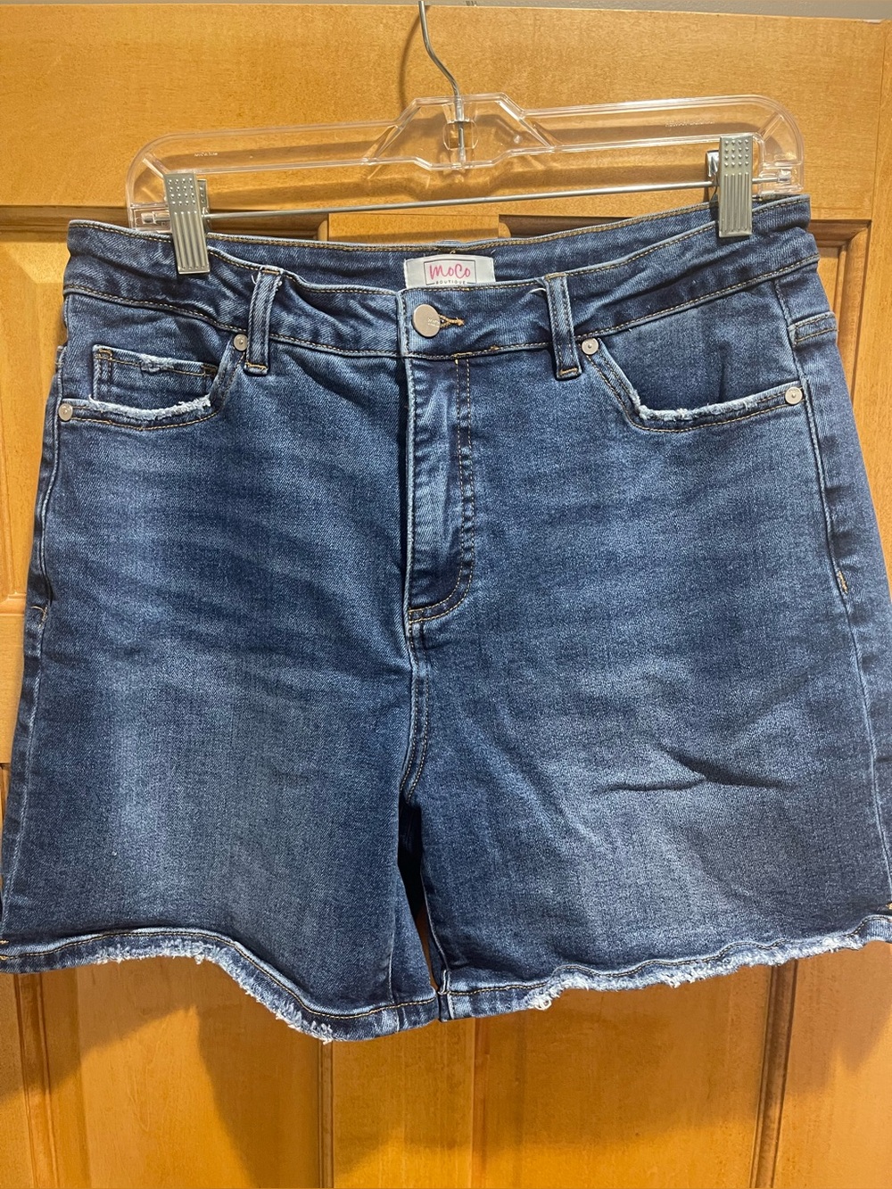 MOCO Boutique High Rise Tummy Control Denim Shorts XL Beach Boho